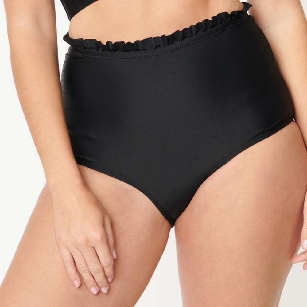Unique Vintage Black High Waist Cape May Swim Bottom